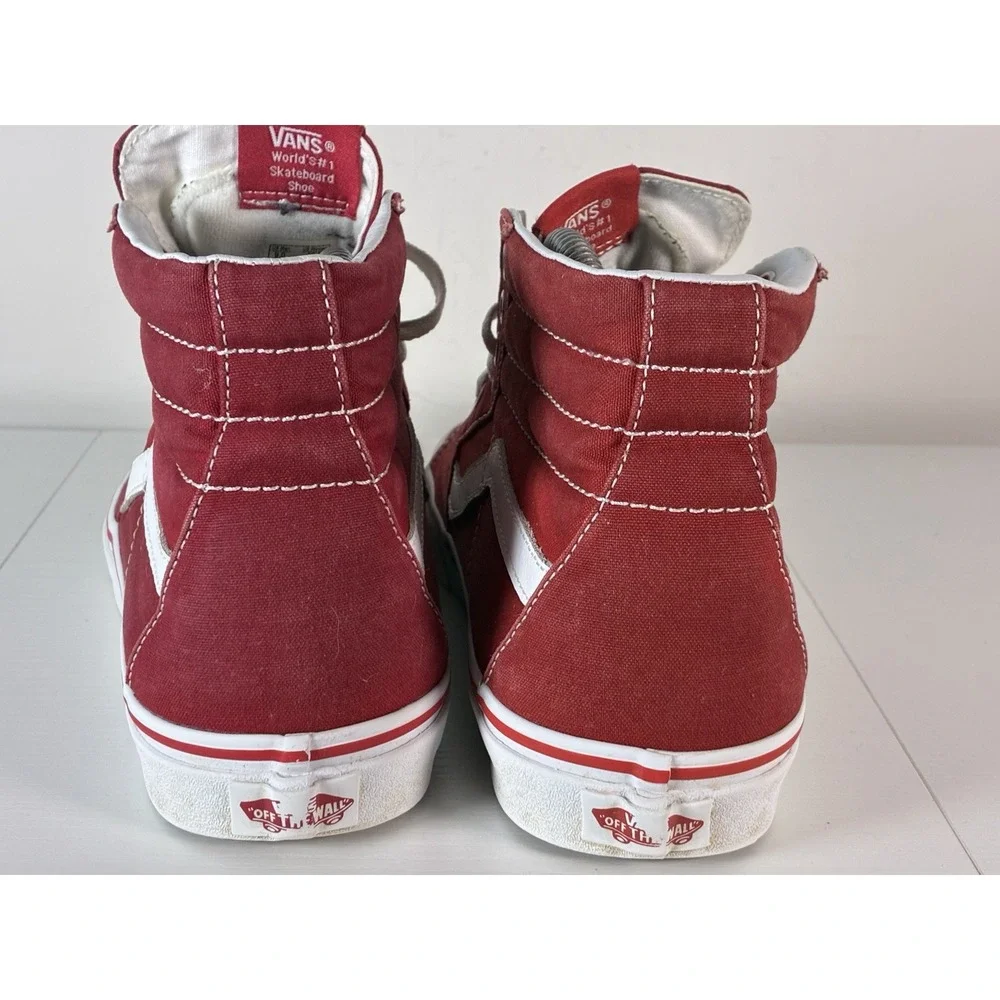 Men's Sk8 Hi Vans Red Canvas Shoes Size 9 Shoes